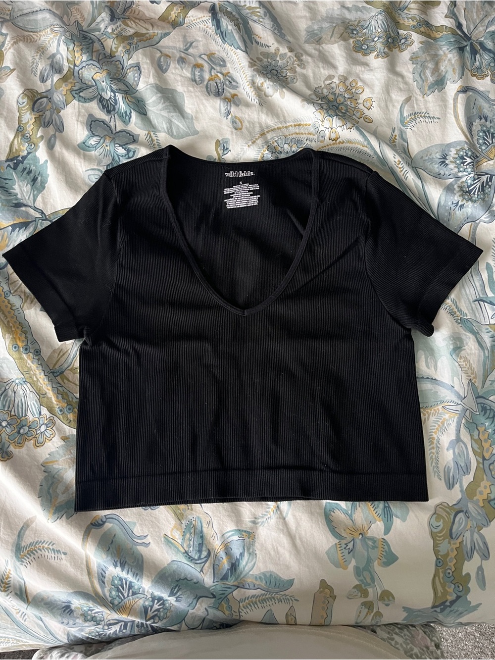 Wild fable Ribbed Black Crop Top
